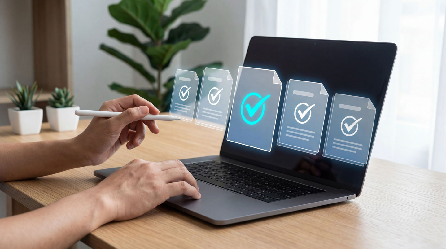 Gros plan sur tablette affichant les détails d'un certificat électronique qualifié eIDAS avec horodatage sécurisé et traçabilité de réception